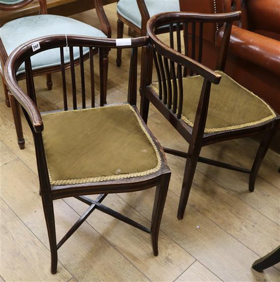 A pair of Edwardian corner chairs